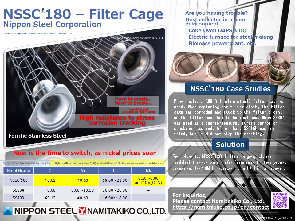 NSSC180 Filter Cages - High resistance to stress corrosion cracking